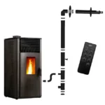 Poêle à granulés Anita 12 kW noir Sannover + kit d'installation complet
