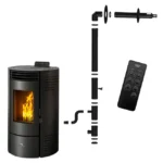 Poêle à granulés Azora 11,6 kW noir Sannover + kit d'installation