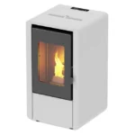 Poêle à granulés ventilé « Petit » de 6 kW pour intérieurs modernes, hauteur 77 cm / Blanc